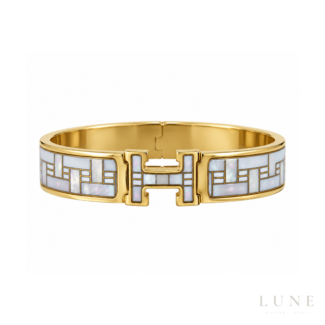 Hermès Enamel Quadrige Au Fil Narrow H Bracelet