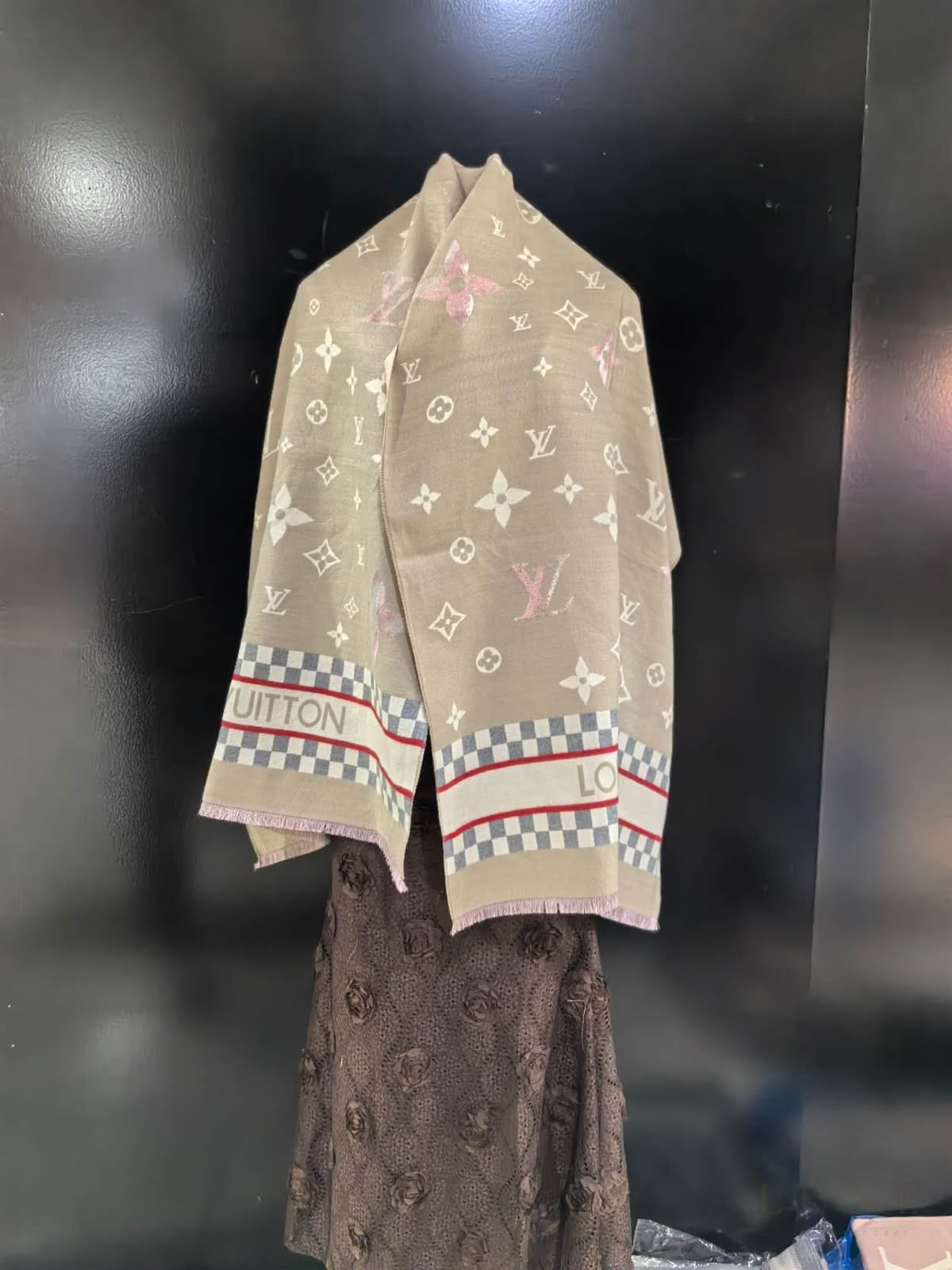 Louis Vuitton Monogram Beige Rose Scarf