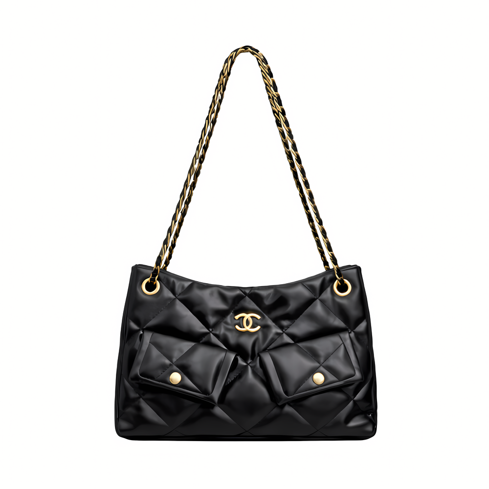 Chanel 25 Small Hobo Bag Suede Black