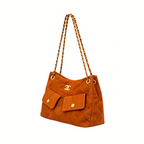 Chanel 25 Small Hobo Bag Suede Dark Brownn