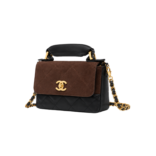 Chanel Brown Black Shiny Calfskin