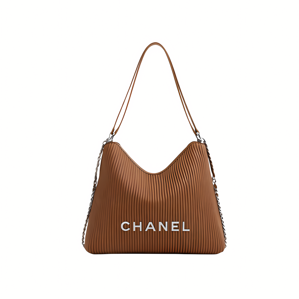 Chanel Maxi Hobo Camel Shiny Lambskin