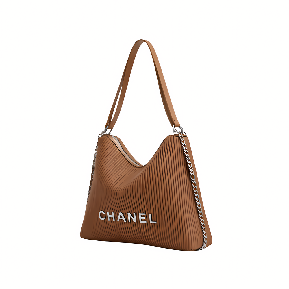 Chanel Maxi Hobo Camel Shiny Lambskin