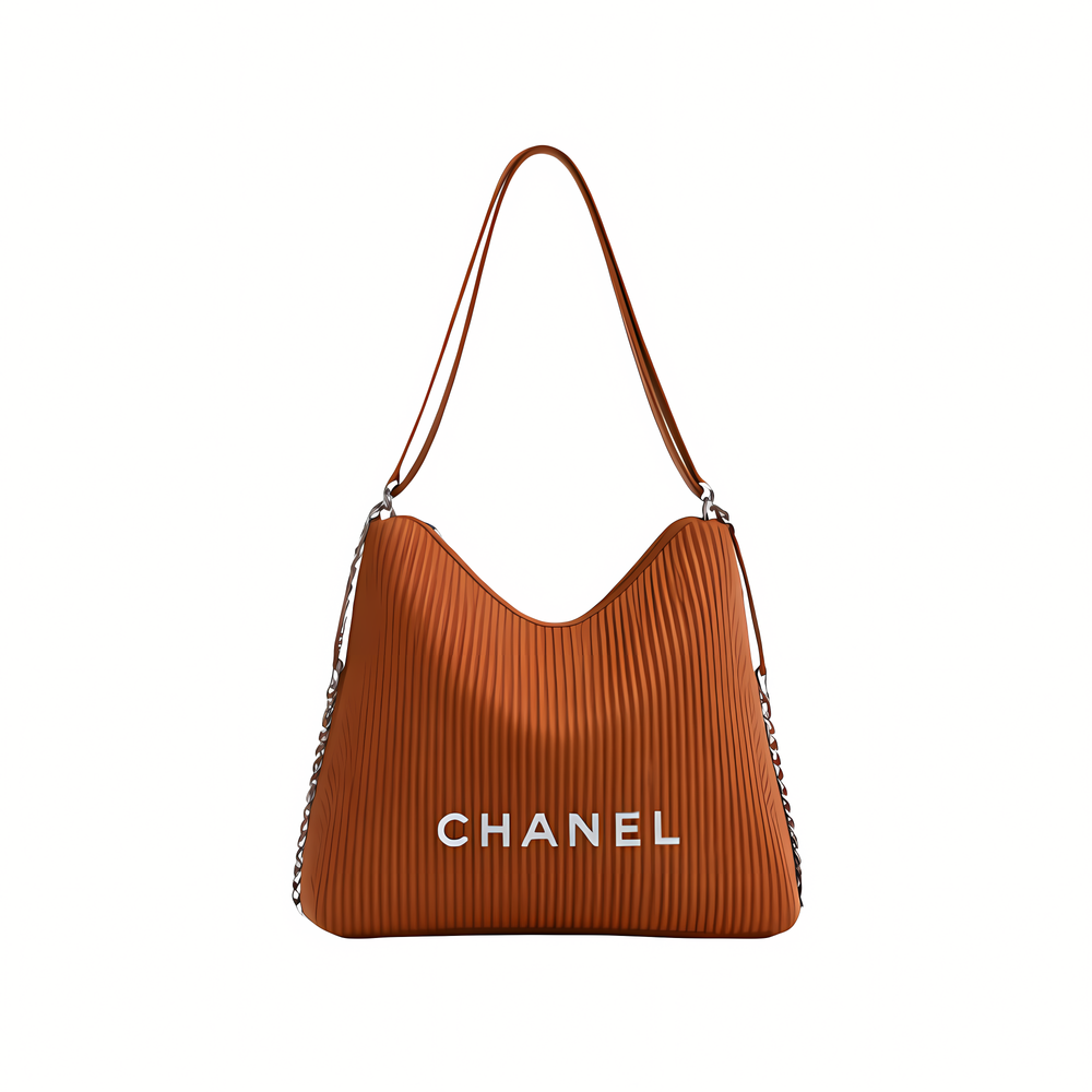 Chanel Maxi Hobo Brown Shiny Lambskin
