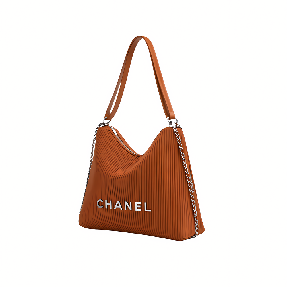 Chanel Maxi Hobo Brown Shiny Lambskin