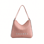 Chanel Pleated Ribbed Hobo Bag Light Pink