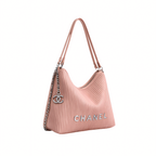 Chanel Pleated Ribbed Hobo Bag Light Pink