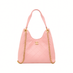 Chanel Hobo Handbag Light Pink Shiny Lambskin