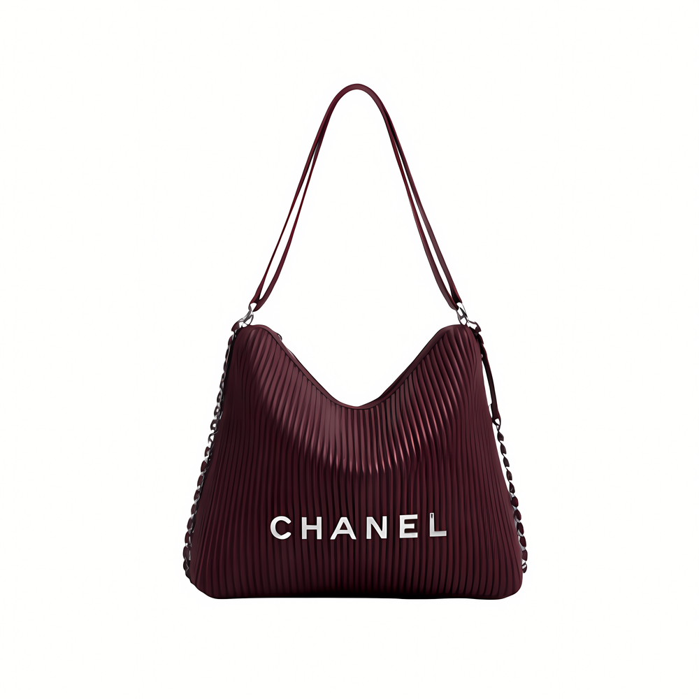 Chanel Maxi Hobo Purple Shiny Lambskin