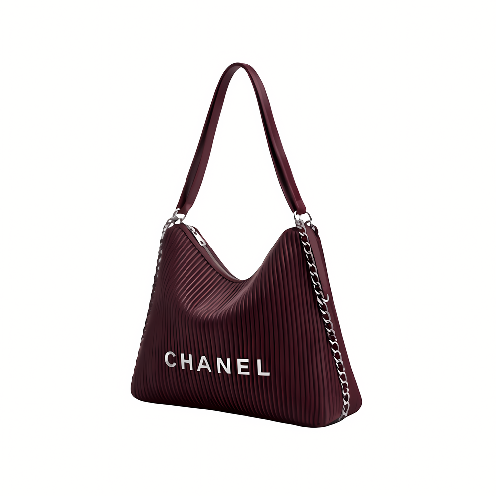 Chanel Maxi Hobo Purple Shiny Lambskin