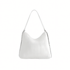 Chanel Pleated Ribbed Hobo Bag Light White