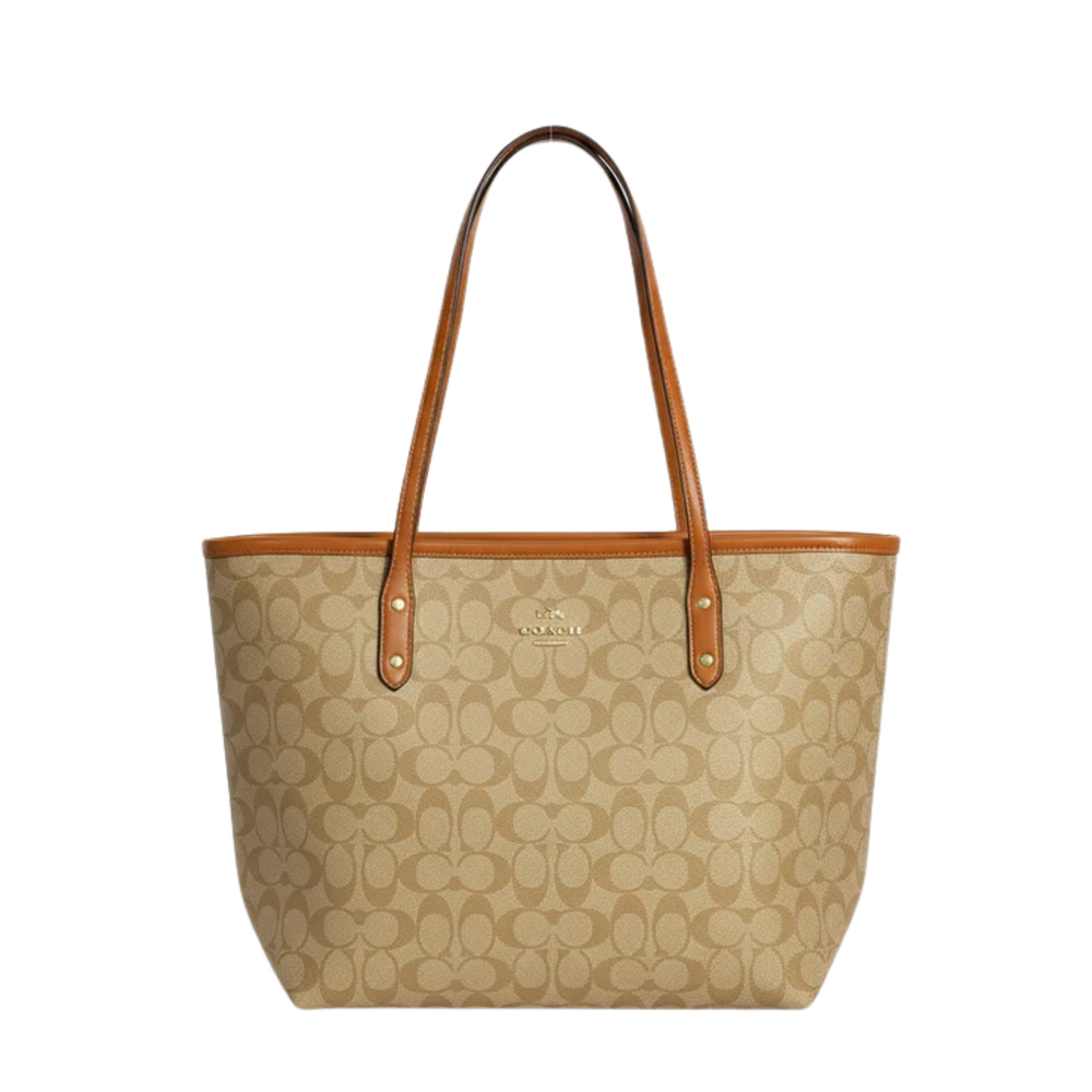 Coach City Tote Signature Tan Brown
