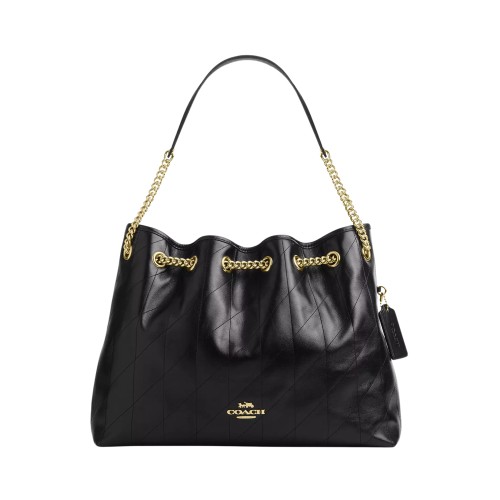 Coach Quilted Leather Chain Bucket Black Gold