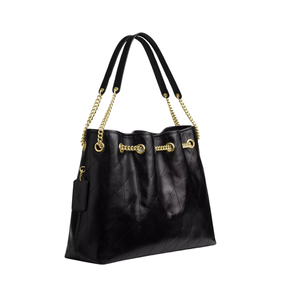 Coach Quilted Leather Chain Bucket Black Gold