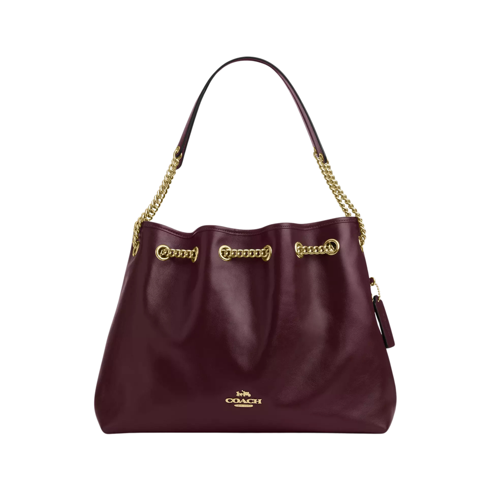 Coach Quilted Leather Chain Bucket Red Gold-Tone