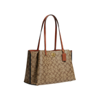 Coach Willow Tote Signature Canvas Tan Rust
