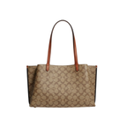Coach Willow Tote Signature Canvas Tan Rust