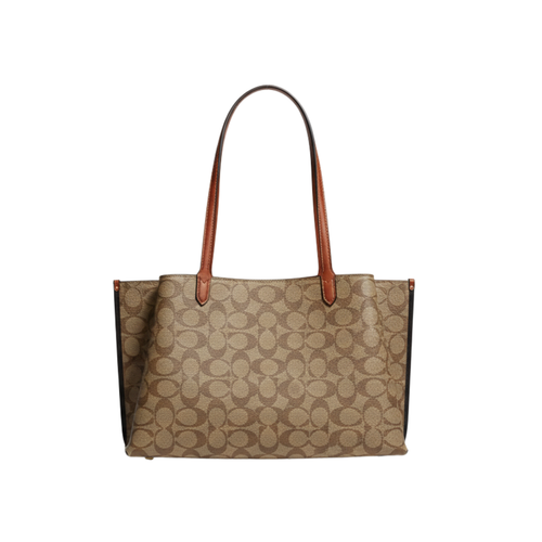 Coach Willow Tote Signature Canvas Tan Rust
