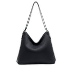 Chanel Hobo Shoulder Bag with A Ribbed Texture and Silver Chain Straps