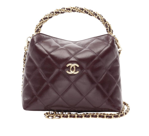 Chanel Hobo Bag - Deep Burgundy, Quilted Leather with Gold-Tone Hardware