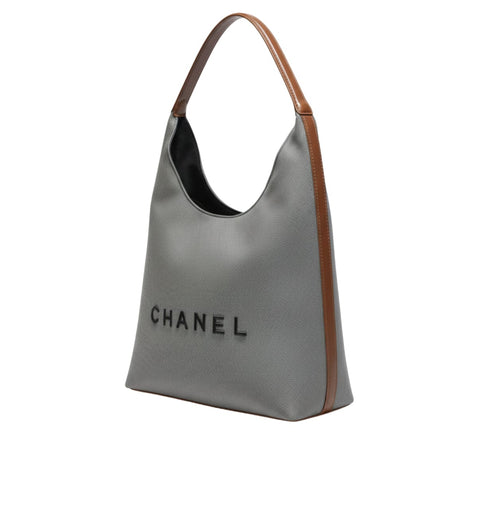 Chanel Deauville Canvas Tote Bag with Brown Leather