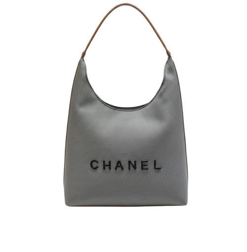Chanel Deauville Canvas Tote Bag with Brown Leather