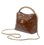 Chanel Braided Handle Chain Hobo - Brown Leather