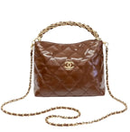 Chanel Braided Handle Chain Hobo - Brown Leather