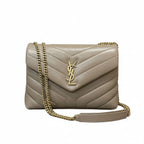 Saint Laurent Loulou Small Chain Bag - Taupe / Beige Calfskin Leather