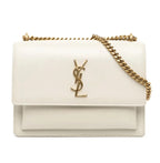 Saint Laurent Sunset Medium Shoulder Bag - White Calfskin Leather