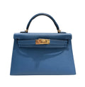 Hermès | Mini Kelly 20 Sellier Handbag In A Deep Blue Hue With Gold Hardware