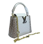 Louis Vuitton Capucines White / Brown Crocodilian Leather