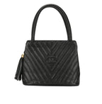 Chanel V-Stitch Top-Handle Bag - Caviar Leather