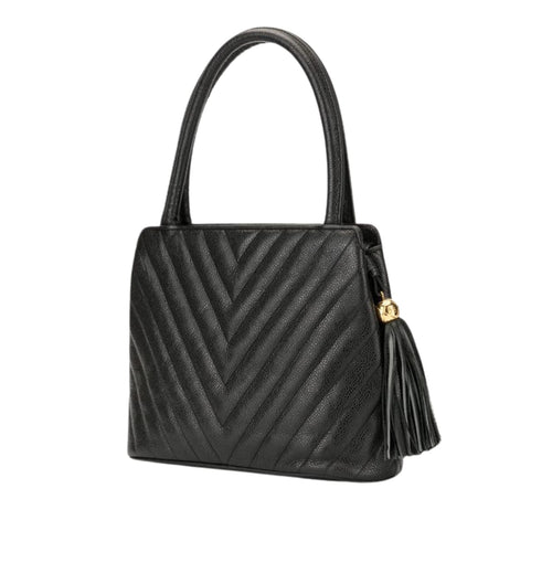 Chanel V-Stitch Top-Handle Bag - Caviar Leather