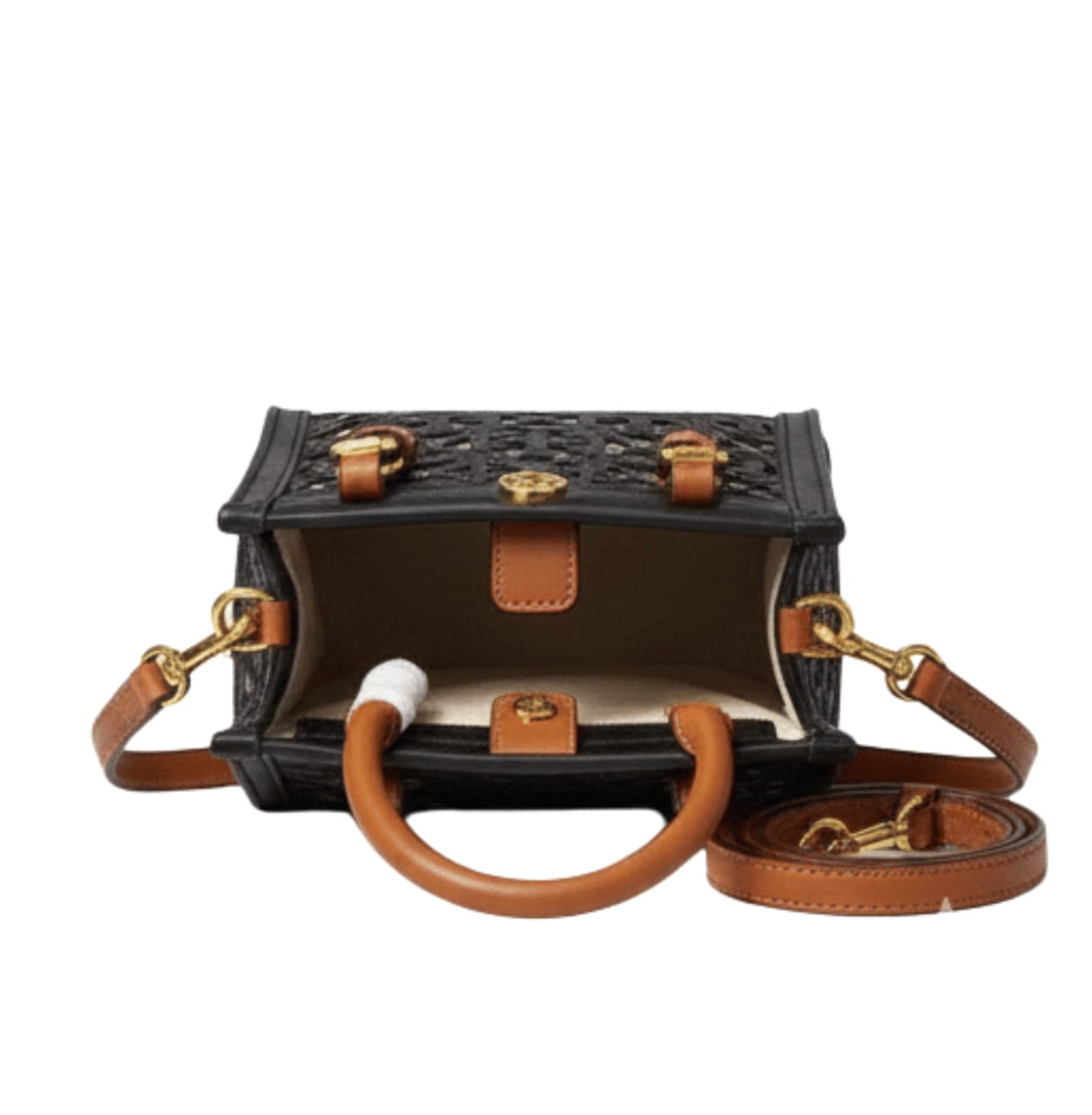 Tory Burch Monogram Laser Cut Mini T Tote Bag