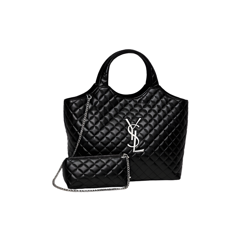 YSL Icare Maxi Quilted Lambskin Black