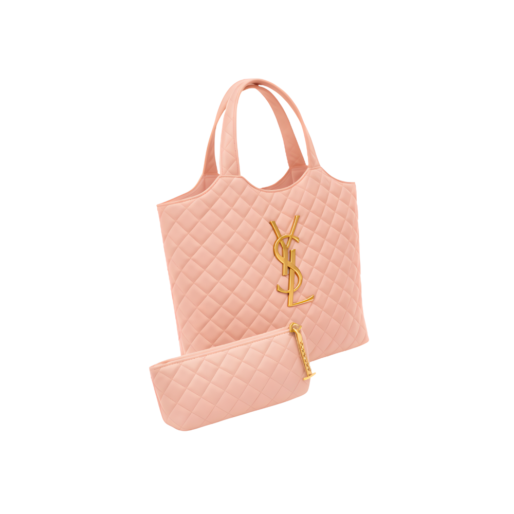 YSL Icare Maxi Quilted Lambskin Tote Pale