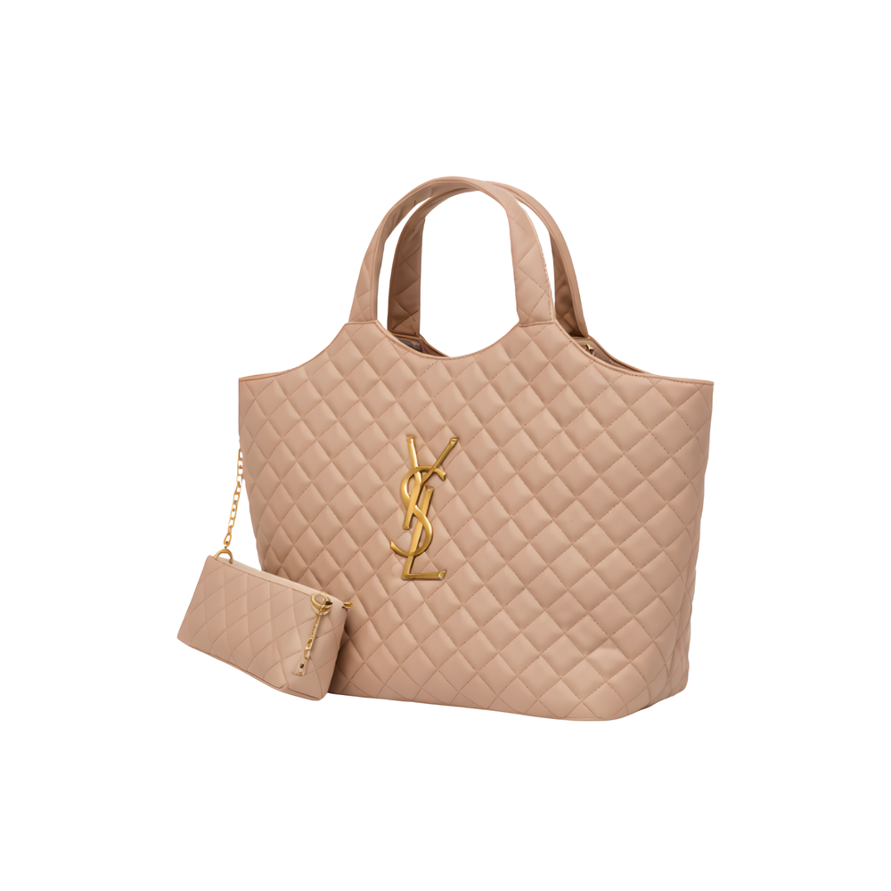 YSL Icare Maxi Quilted Suede Beige