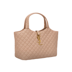 YSL Icare Maxi Quilted Suede Beige