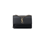 YSL Sunset Medium Black Smooth Leather