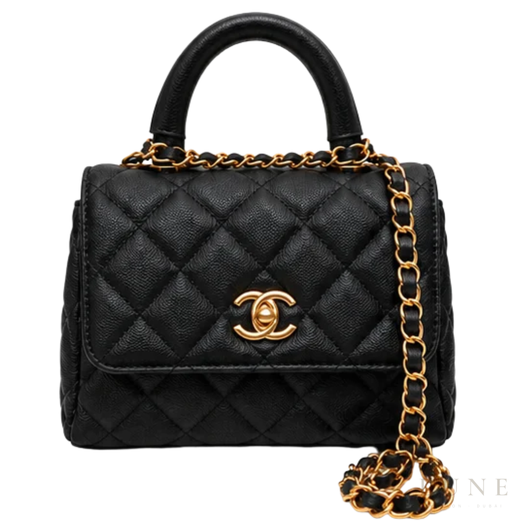 Chanel Bag | Coco Handle Small Flap Bag – Black (Quilted caviar leather with gold-tone hardware)