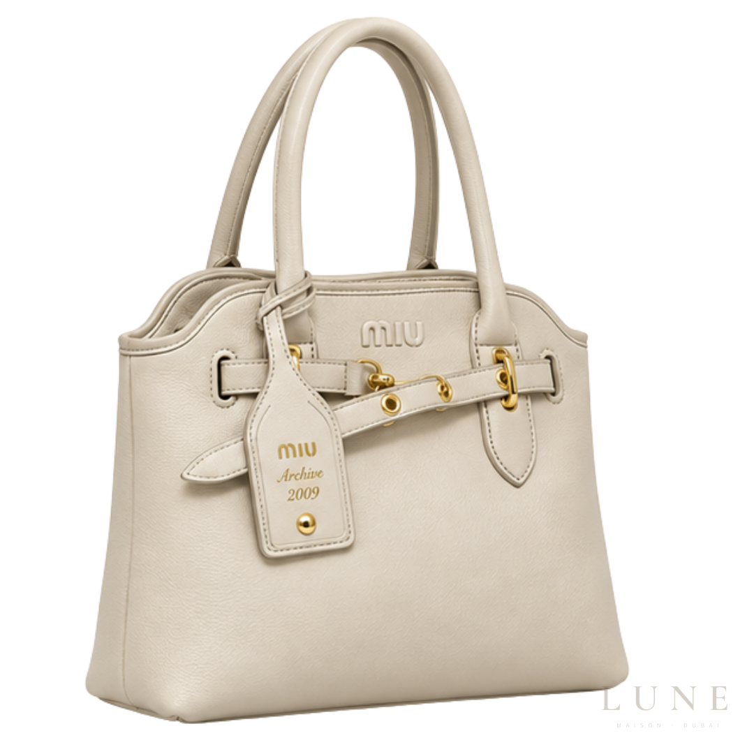 Miu Miu Bag | Aventure Nappa Leather Bag (Archive 2009 Edition) – Beige (Corda – Cream with gold-tone hardware)