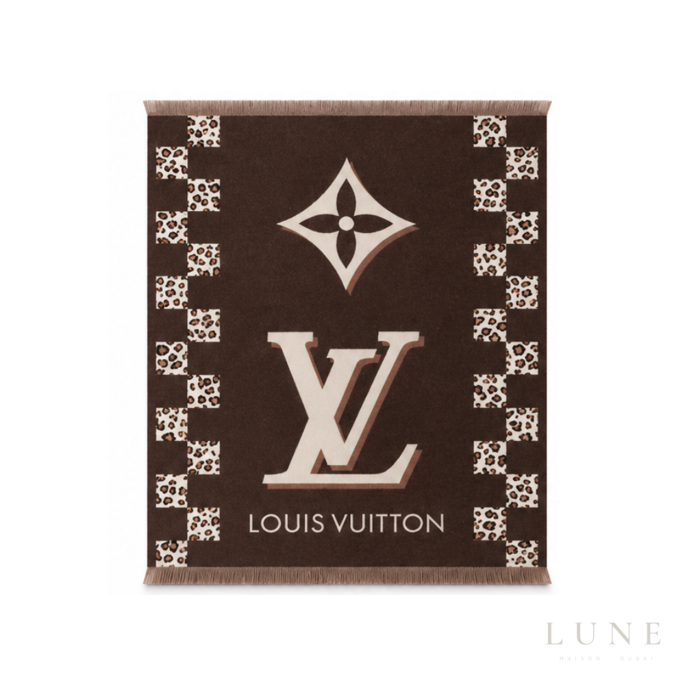 Louis Vuitton Checkered Leopard Scarf – Brown