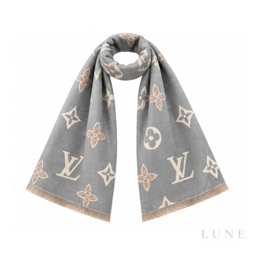 Louis Vuitton Monogram Check Scarf – Grey