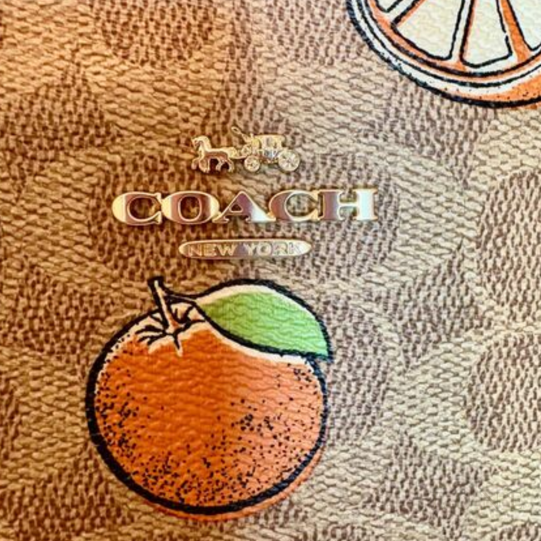 Coach Bag Canvas Vibrant Orange Fruit Print - View 6