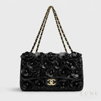 Chanel Bag | Camellia Appliqué Classic Flap Bag – Black