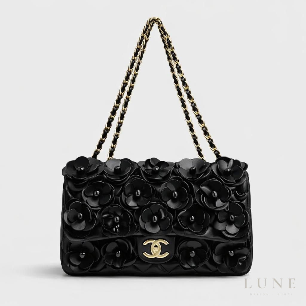 Chanel Bag | Camellia Appliqué Classic Flap Bag – Black