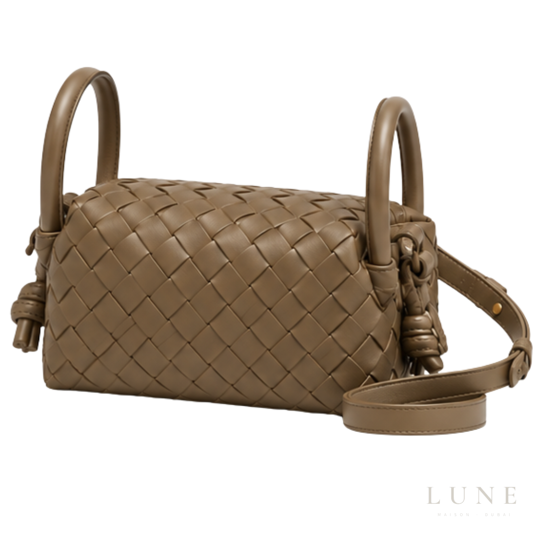 Bottega Veneta Bag | Small Loop Top-Handle Bag – Pinecone (Taupe – Dark Beige Intrecciato leather)