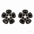 Chanel Black Camellia Pearl Earrings