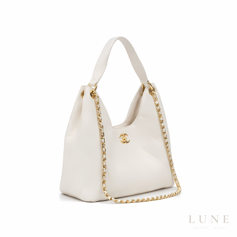 Chanel 25 Medium Hobo - Beige Caviar